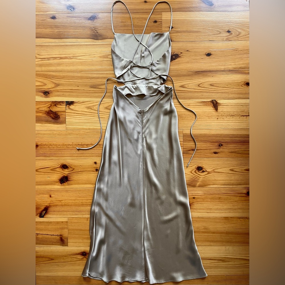 BEC + BRIDGE Gold Silk Backless Midi Slip Dress 0 2 XS - Picture 5 of 6